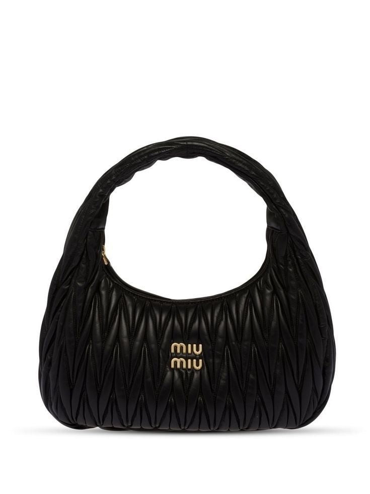 Elegant Matelassé Leather Hobo Shoulder Bag