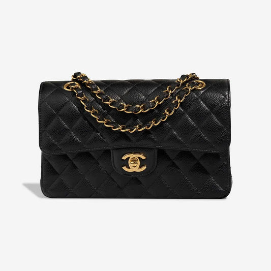 Black Quilted Leather Flap Shoulder Bag