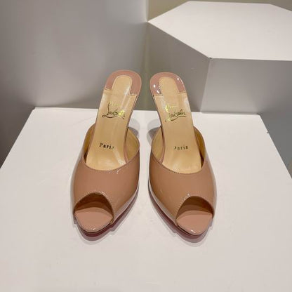 MINIMALIST NUDE OPEN-TOE HIGH-HEEL MULES WITH CONTOURED SLIP-ON SILHOUETTE