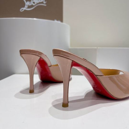 MINIMALIST NUDE OPEN-TOE HIGH-HEEL MULES WITH CONTOURED SLIP-ON SILHOUETTE
