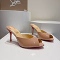 MINIMALIST NUDE OPEN-TOE HIGH-HEEL MULES WITH CONTOURED SLIP-ON SILHOUETTE