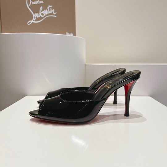 ARCHITECTURAL BLACK OPEN-TOE HIGH-HEEL MULES WITH SLEEK SLIP-ON SILHOUETTE AND POLISHED FINISH