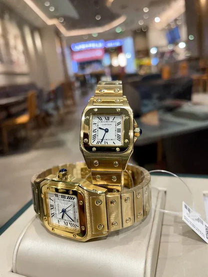 MODERN INDUSTRIAL SQUARE-CASE TIMEPIECE WITH INTEGRATED STAINLESS STEEL LINK BRACELET
