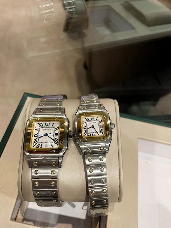 MODERN INDUSTRIAL SQUARE-CASE TIMEPIECE WITH INTEGRATED STAINLESS STEEL LINK BRACELET