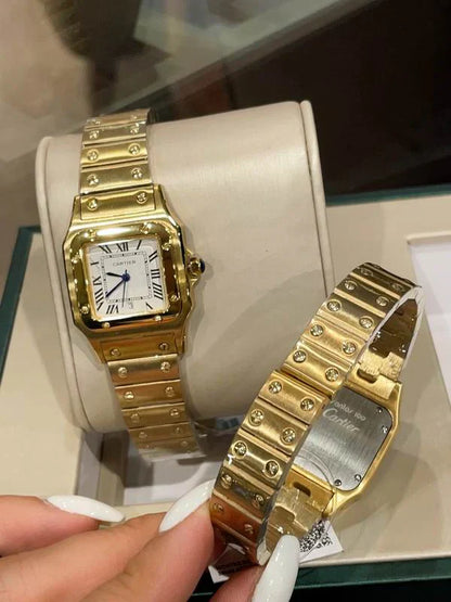 MODERN INDUSTRIAL SQUARE-CASE TIMEPIECE WITH INTEGRATED STAINLESS STEEL LINK BRACELET