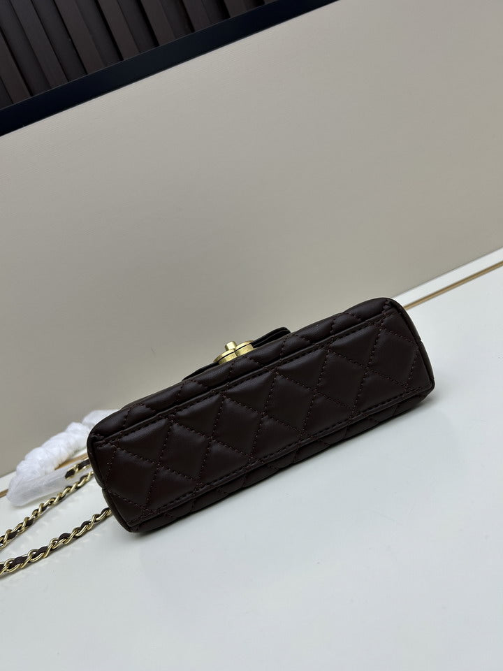 CHOCOLATE LEATHER MINI BAG – QUILTED DESIGN EDITION