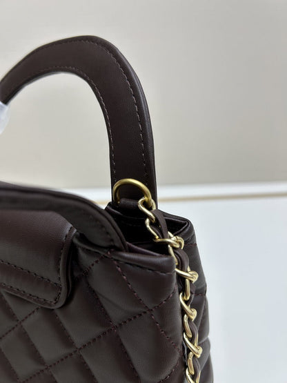 CHOCOLATE LEATHER MINI BAG – QUILTED DESIGN EDITION
