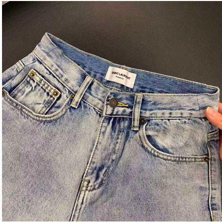 PREMIUM HIGH-WAISTED MONOGRAM DENIM JEANS