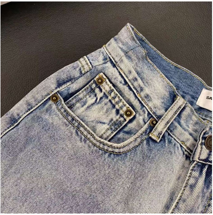 PREMIUM HIGH-WAISTED MONOGRAM DENIM JEANS