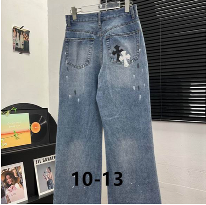 STRAIGHT-LEG EMBROIDERED DENIM JEANS