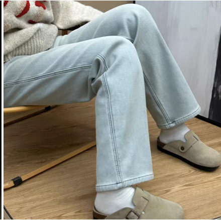 FLEECE-LINED DENIM PANTS
