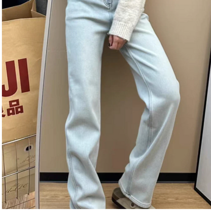 FLEECE-LINED DENIM PANTS