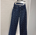 PREMIUM MONOGRAM DENIM PANTS WITH ICONIC PATTERNED FINISH