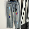 RELAXED FIT EMBROIDERED DENIM JEANS