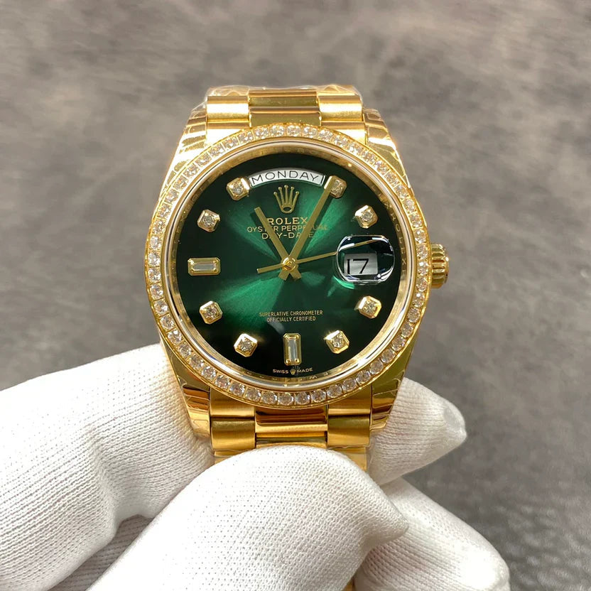 GREEN GOLD DIAL AUTOMATIC WATCH 36 MM