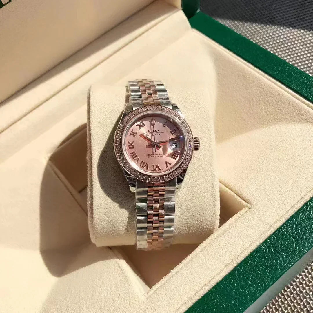 TWO TONE ROSE DIAL WATCH