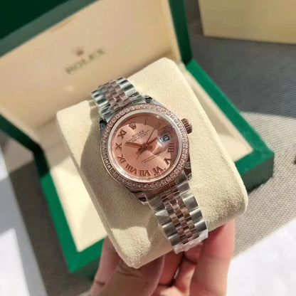 TWO TONE ROSE DIAL WATCH