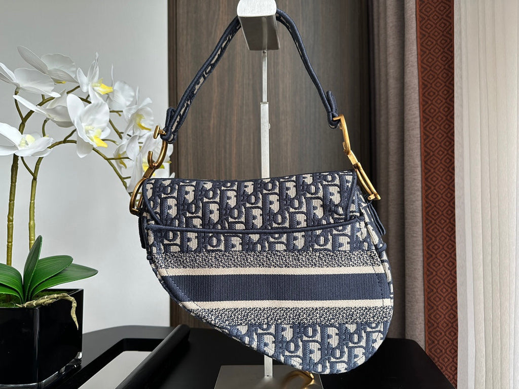 EMBROIDERED BLACK DENIM SADDLE BAG WITH FRINGE