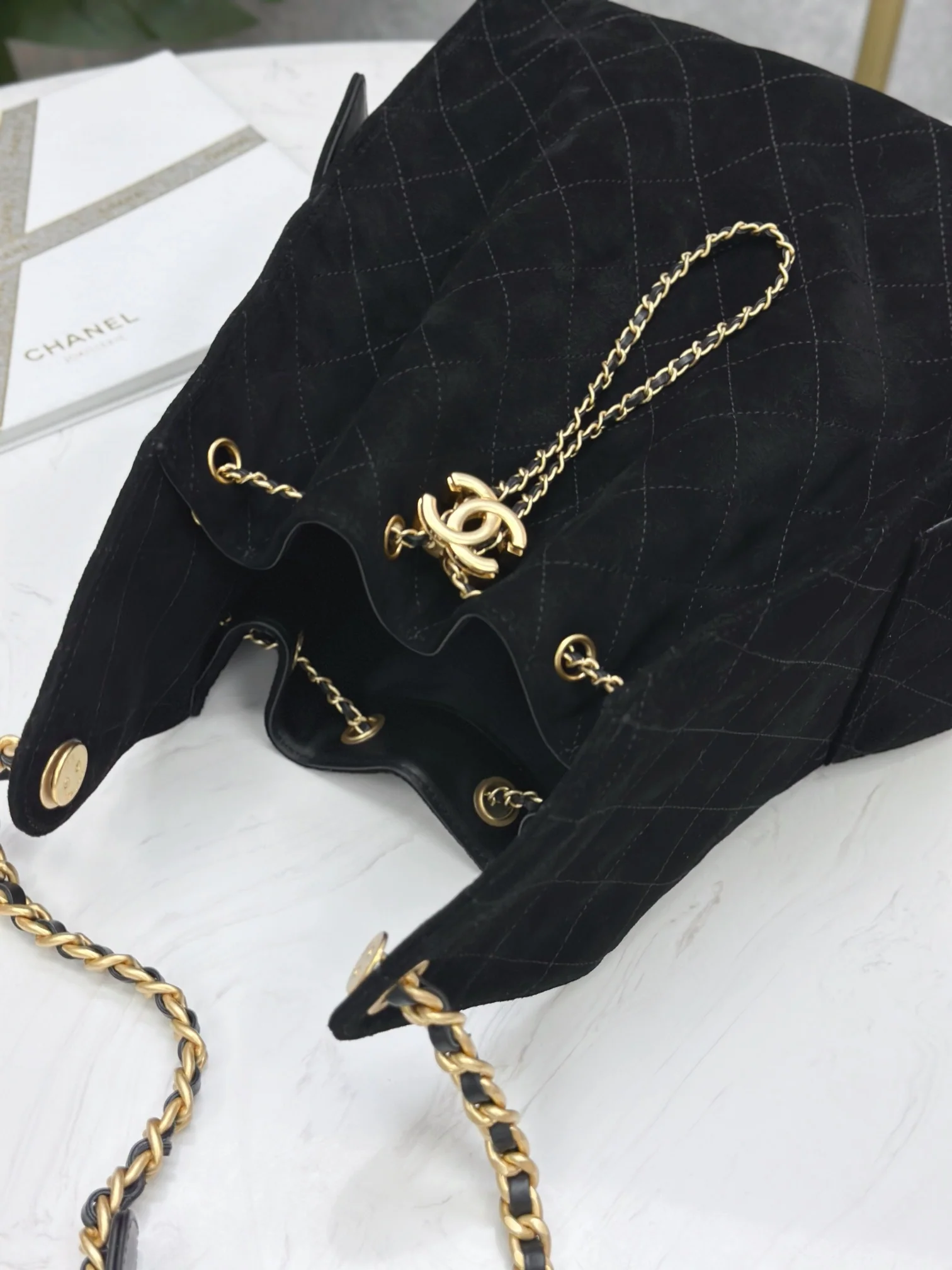 FROSTED SUDE HOBO BUCKET BAG