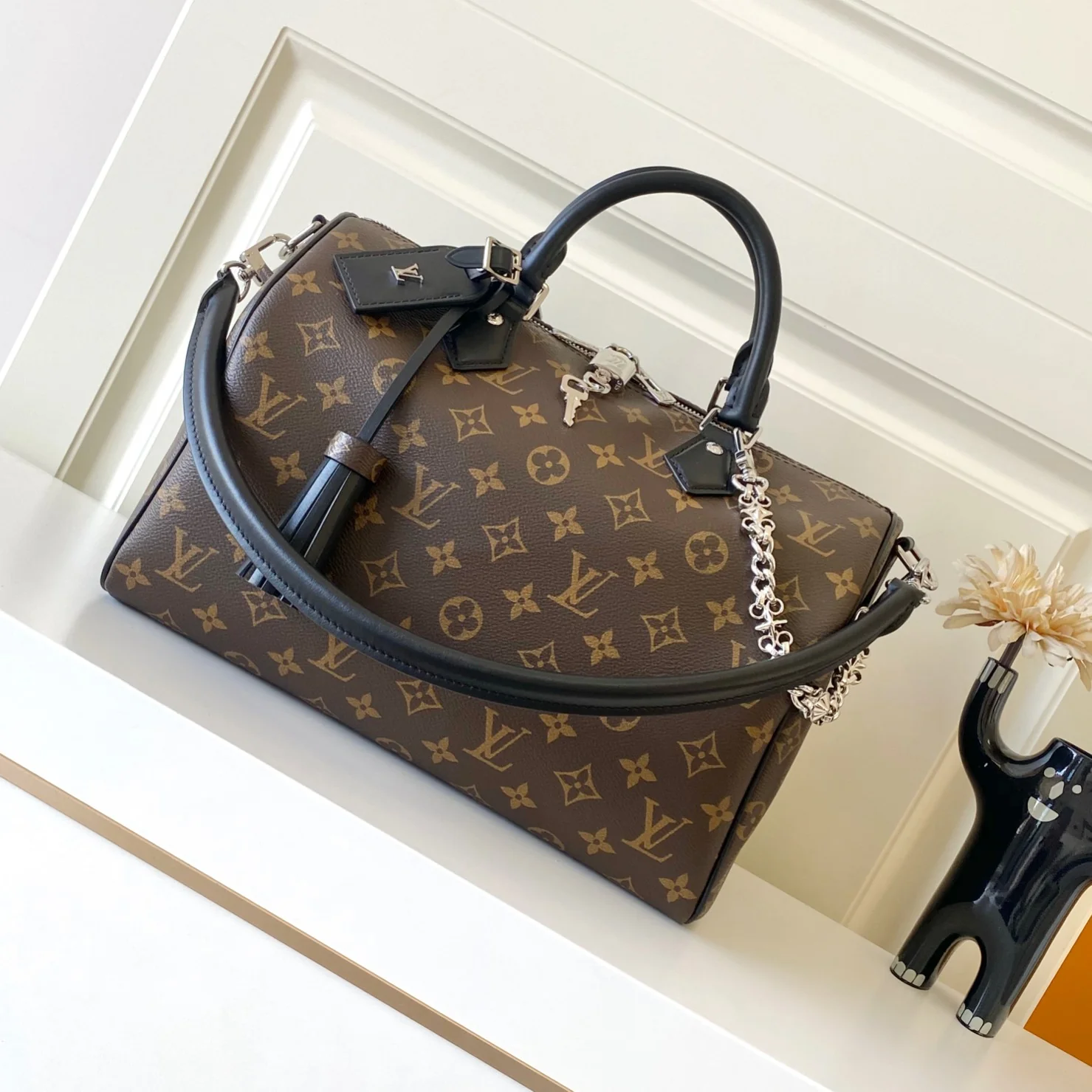 ICONIC MONOGRAM DOCTOR BAG WITH ORNAMENTAL SILVER CHAIN