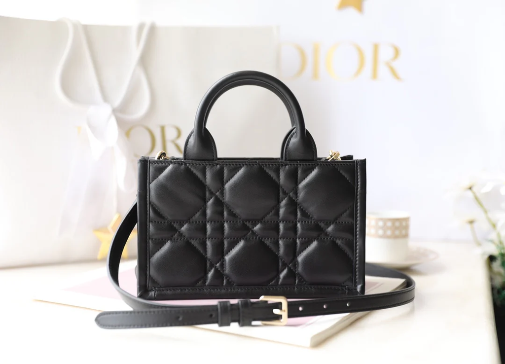 MINI BOOK STYLE HANDBAG- BLACK LEATHER (21.5CM)