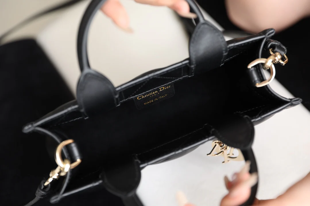 MINI BOOK STYLE HANDBAG- BLACK LEATHER (21.5CM)