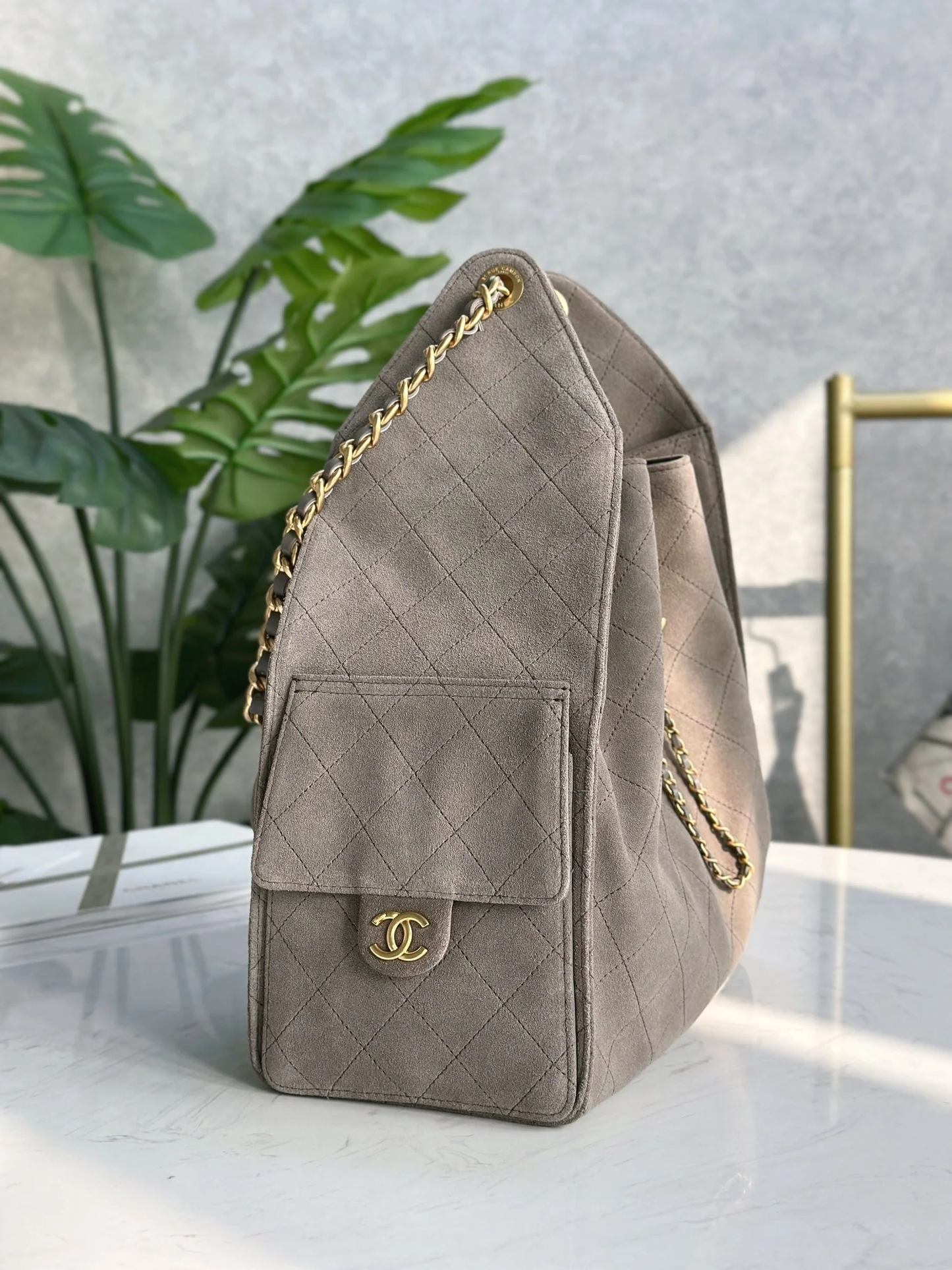 FROSTED SUDE HOBO BUCKET BAG