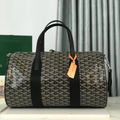 MIDNIGHT GRAPHITE CHEVRON BARREL DUFFEL WITH JET BLACK LEATHER ACCENTS