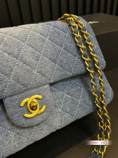 DENIM CHAIN FLAP BAG – MODERN TEXTURE EDITION