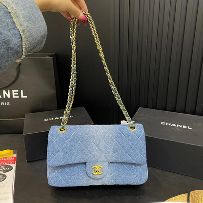 DENIM CHAIN FLAP BAG – MODERN TEXTURE EDITION