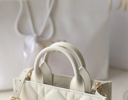 MINI BOOK STYLE HANDBAG- WHITE LEATHER (21.5CM)