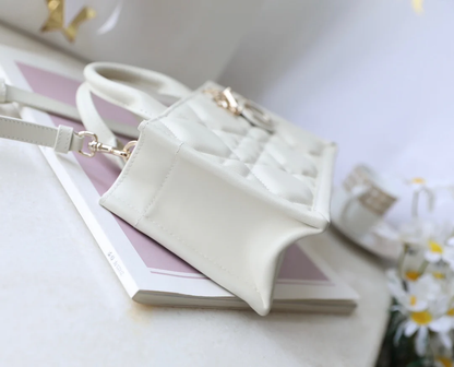 MINI BOOK STYLE HANDBAG- WHITE LEATHER (21.5CM)