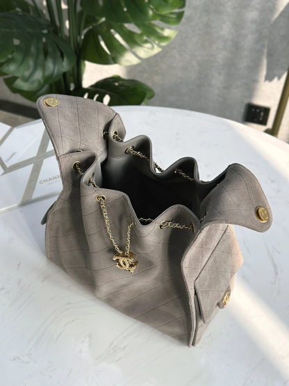 FROSTED SUDE HOBO BUCKET BAG