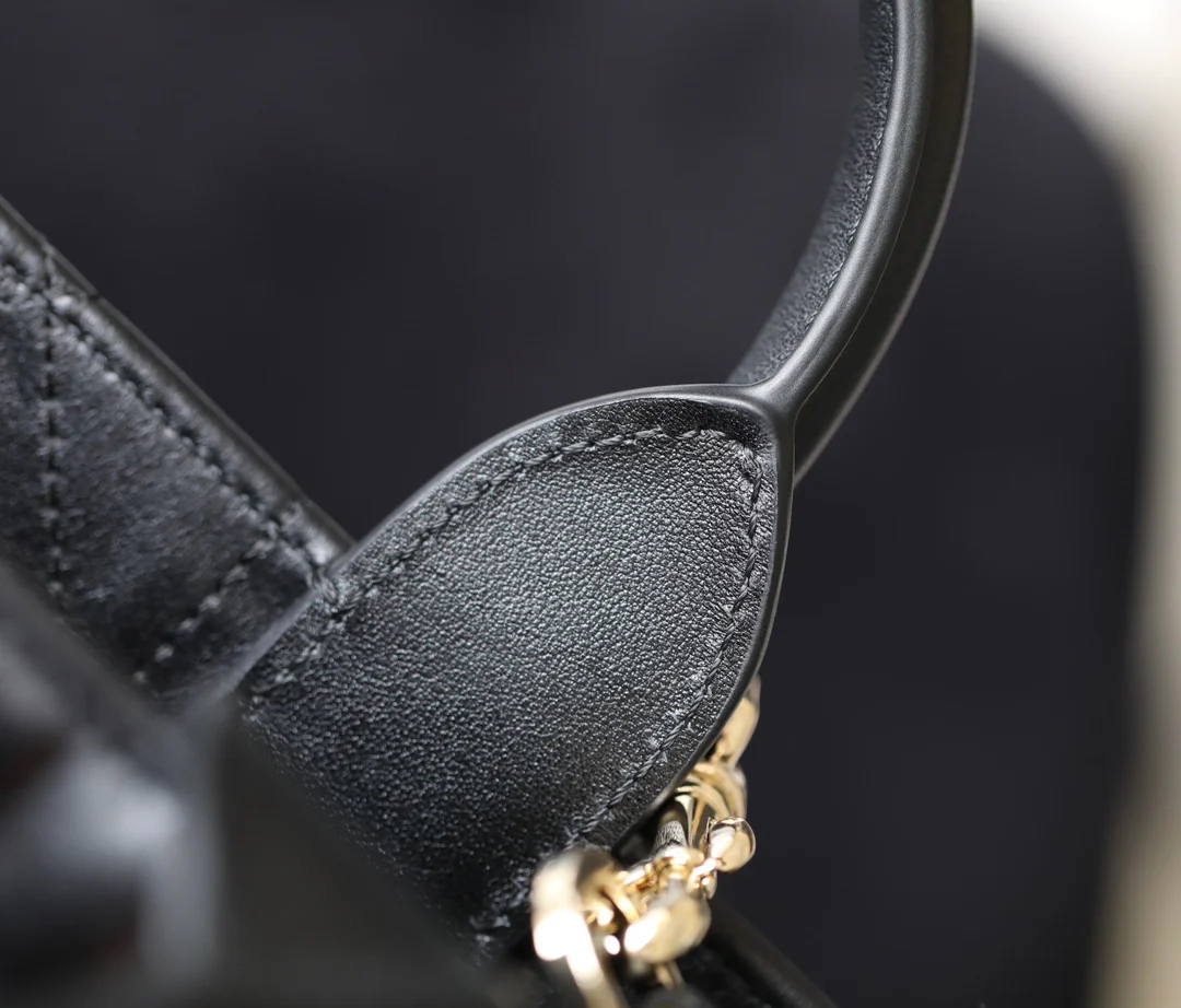 MINI BOOK STYLE HANDBAG- BLACK LEATHER (21.5CM)