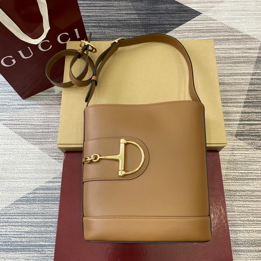 BUCKET BAG BROWN LEATHER