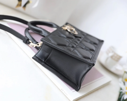 MINI BOOK STYLE HANDBAG- BLACK LEATHER (21.5CM)