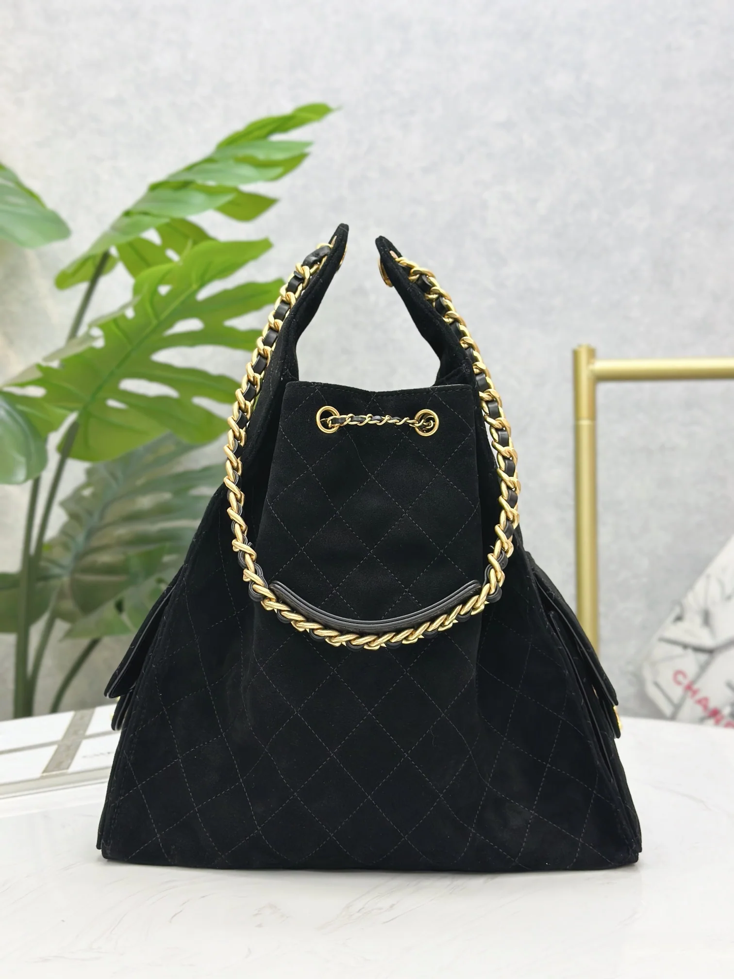 FROSTED SUDE HOBO BUCKET BAG