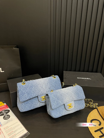 DENIM CHAIN FLAP BAG – MODERN TEXTURE EDITION
