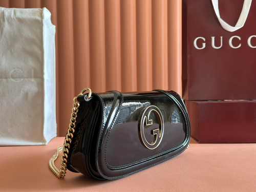 BLONDIE SMALL SHOULDER BAG BLACK PATENT LEATHER