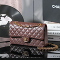 CLASSIC DOUBLE FLAP BAG- COFFEE BROWN (20CM/25CM)