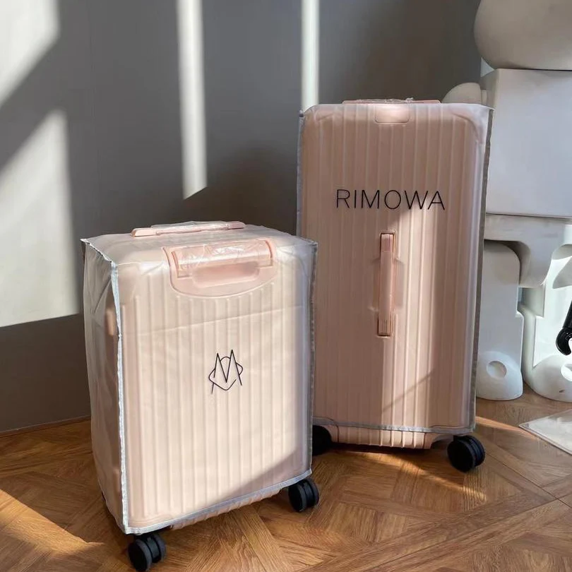 MINIMALIST PASTEL PEACH POLYCARBONATE ROLLING LUGGAGE SET WITH VERTICAL GROOVE DESIGN