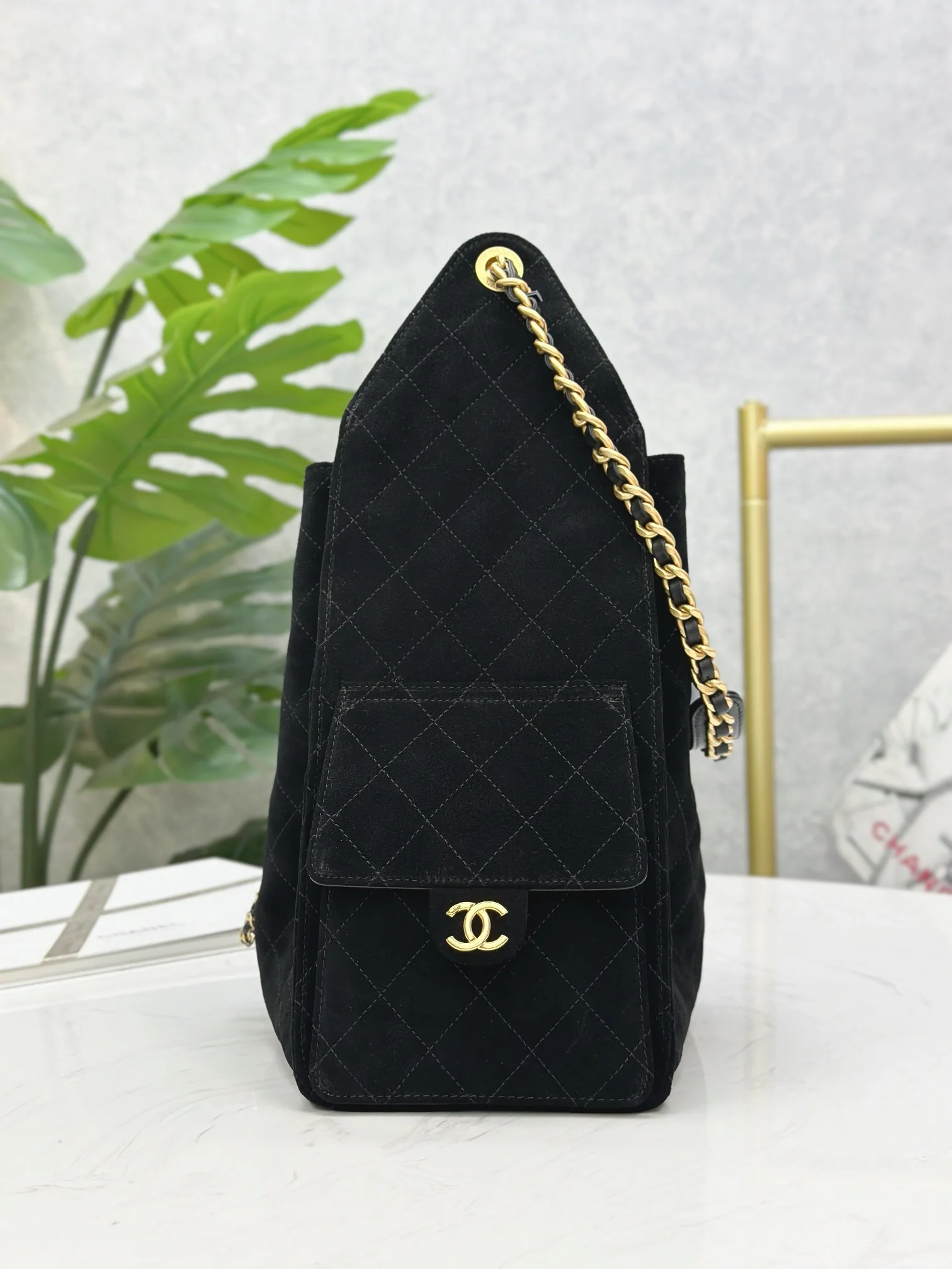 FROSTED SUDE HOBO BUCKET BAG