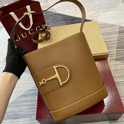 BUCKET BAG BROWN LEATHER