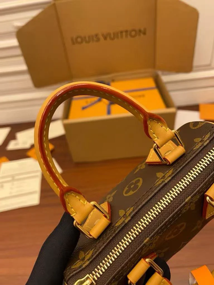 ICONIC MINI MONOGRAM SATCHEL WITH VACHETTA LEATHER TRIM