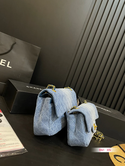 DENIM CHAIN FLAP BAG – MODERN TEXTURE EDITION