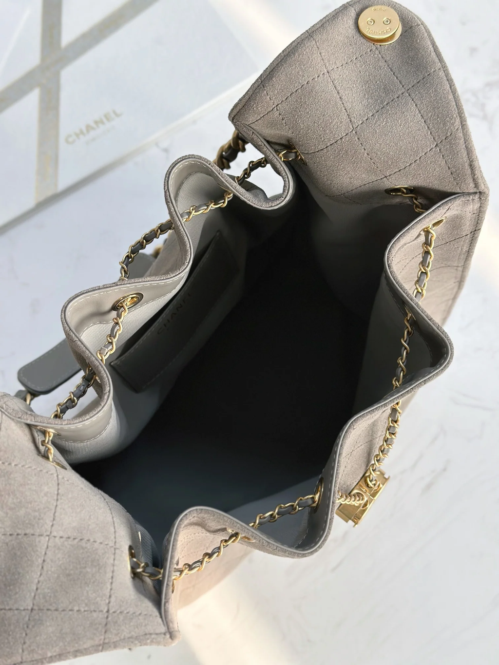 FROSTED SUDE HOBO BUCKET BAG