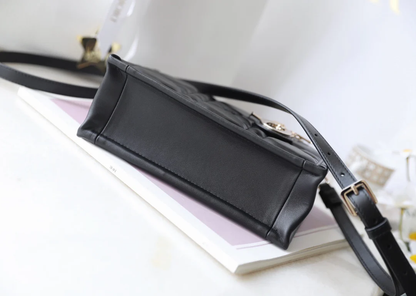 MINI BOOK STYLE HANDBAG- BLACK LEATHER (21.5CM)