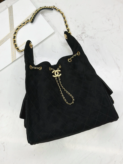 FROSTED SUDE HOBO BUCKET BAG
