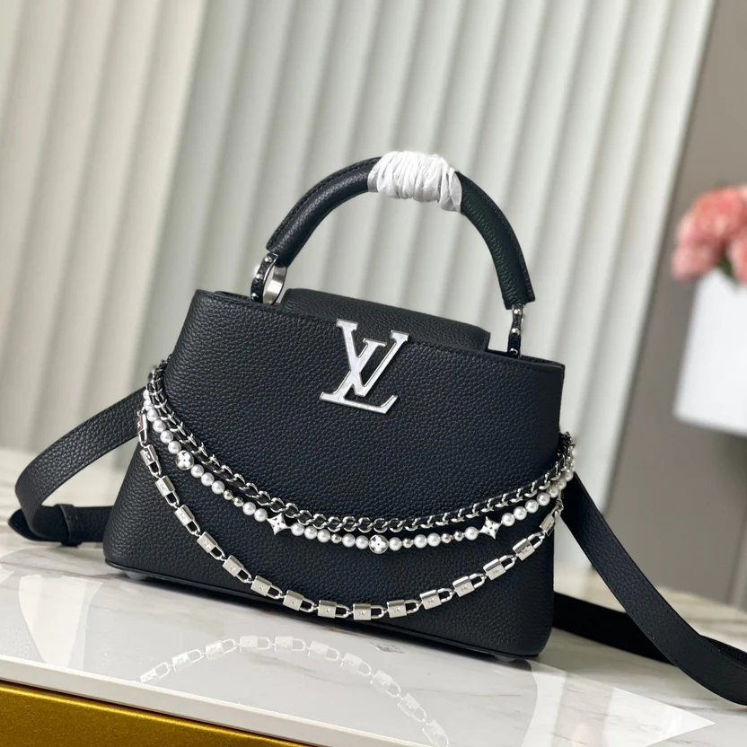 CAPUCINES TRIOLOGY CHAIN 3 IN 1 BLACK & PEARL