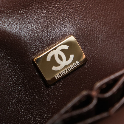 CLASSIC DOUBLE FLAP BAG- COFFEE BROWN (20CM/25CM)